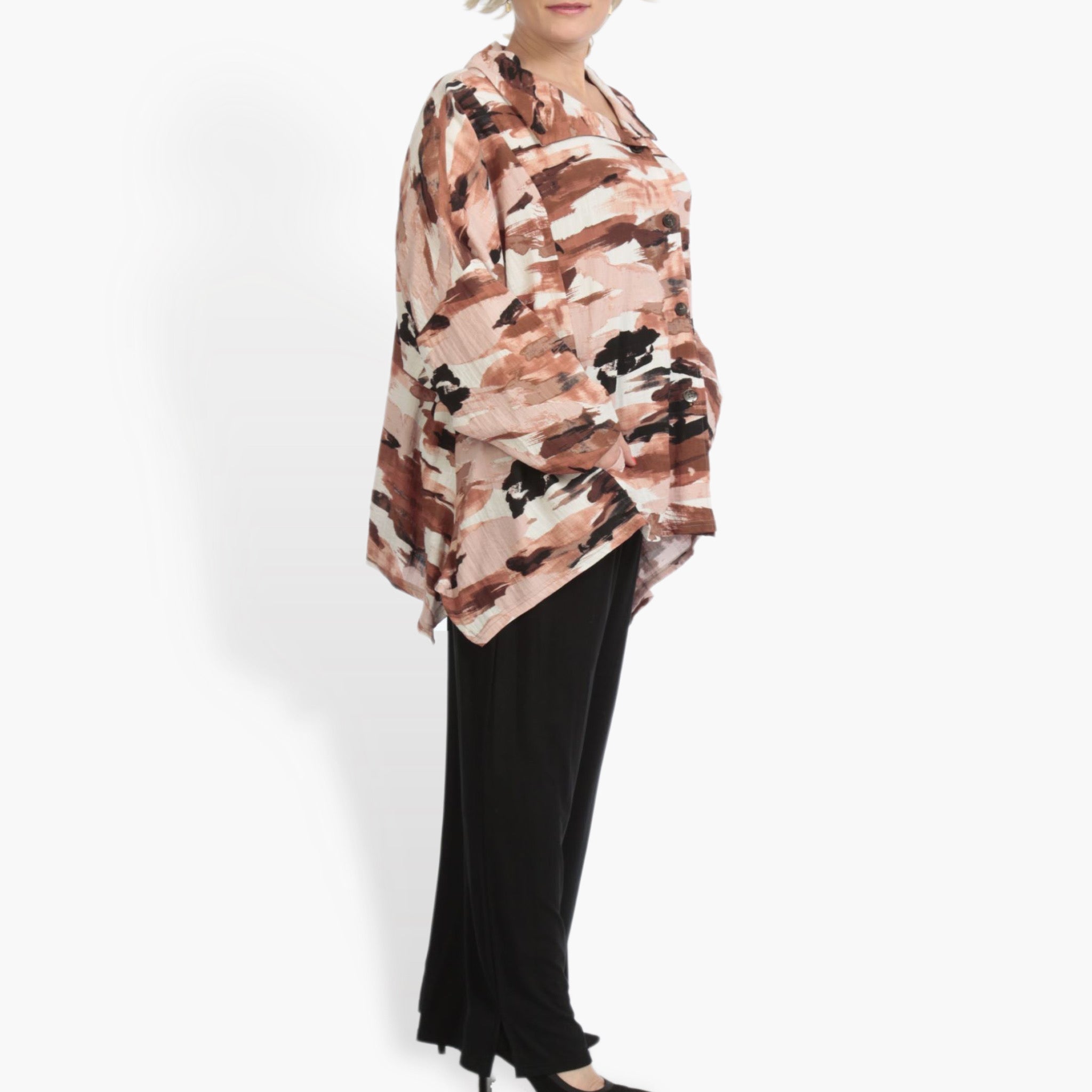  A-Form Jacke von AKH Fashion aus Rayon, 0840.02222, Terra-Multi, Kamuflage, Schick