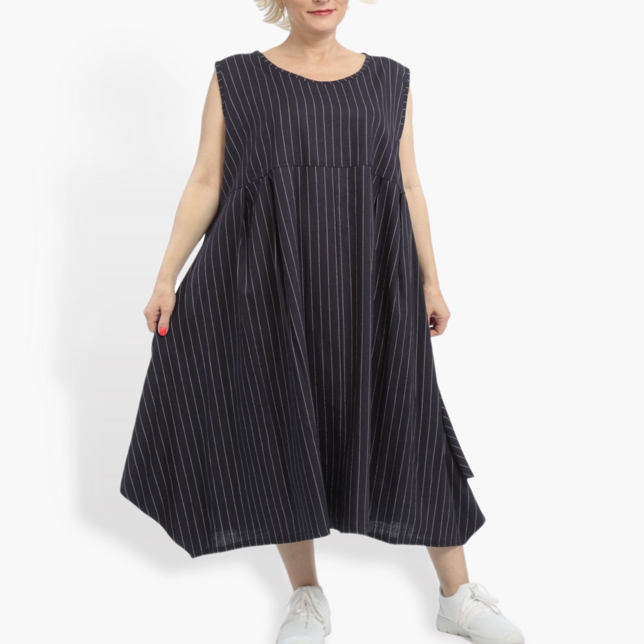  A-Form Tunika von AKH Fashion aus Viskose, 0868.06793, Marine-Weiß, Streifen, Schick