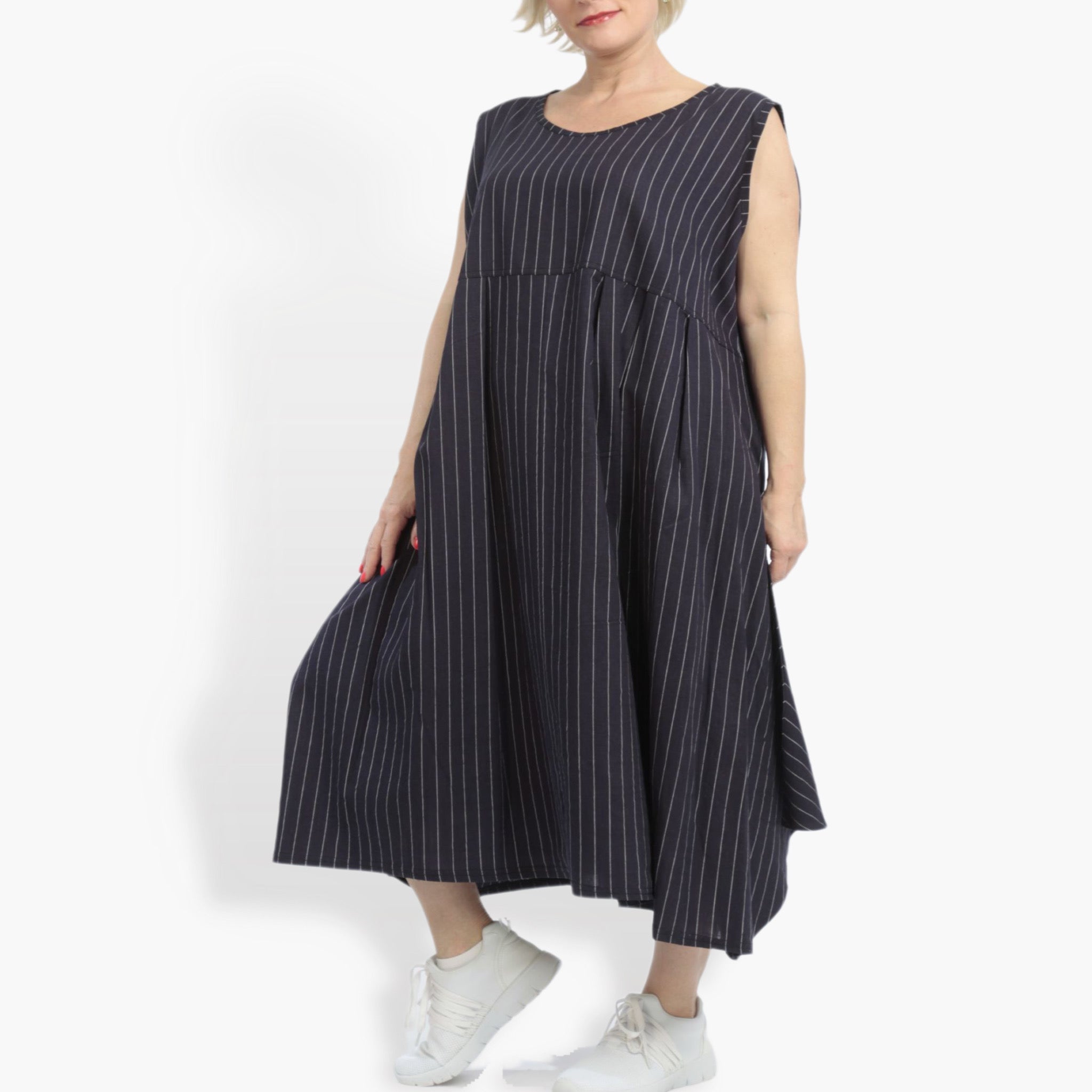  A-Form Tunika von AKH Fashion aus Viskose, 0868.06793, Marine-Weiß, Streifen, Schick