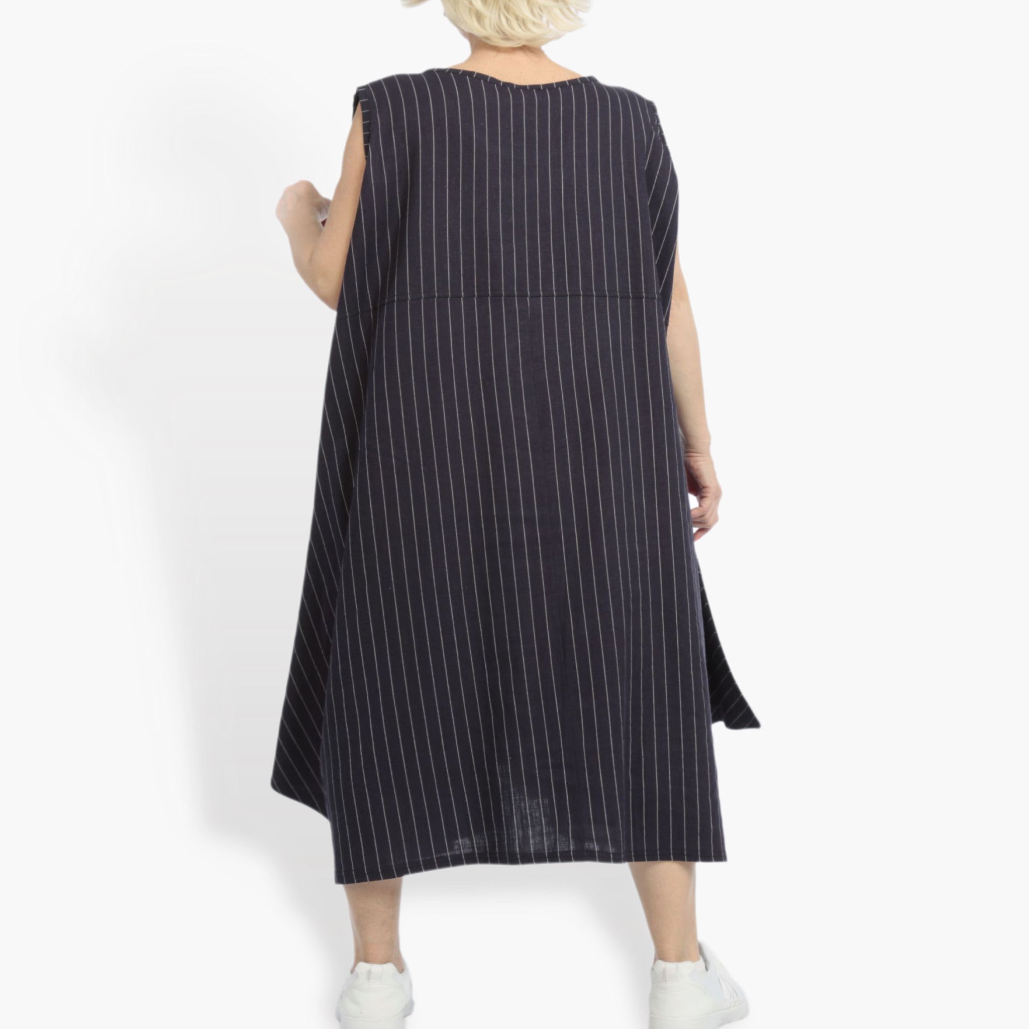  A-Form Tunika von AKH Fashion aus Viskose, 0868.06793, Marine-Weiß, Streifen, Schick