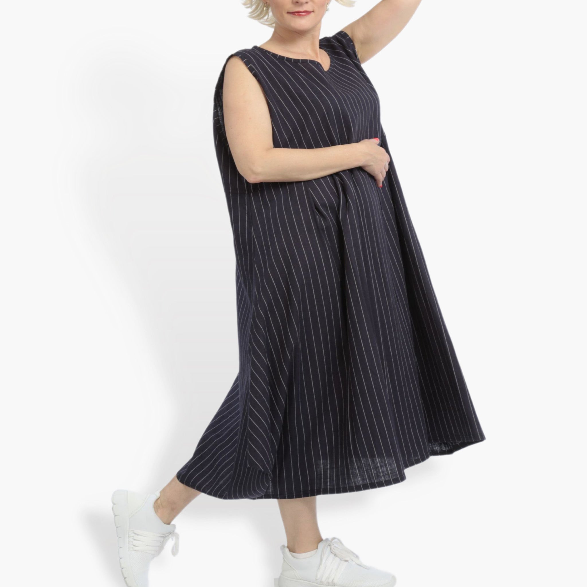  A-Form Tunika von AKH Fashion aus Viskose, 0868.06793, Marine-Weiß, Streifen, Schick