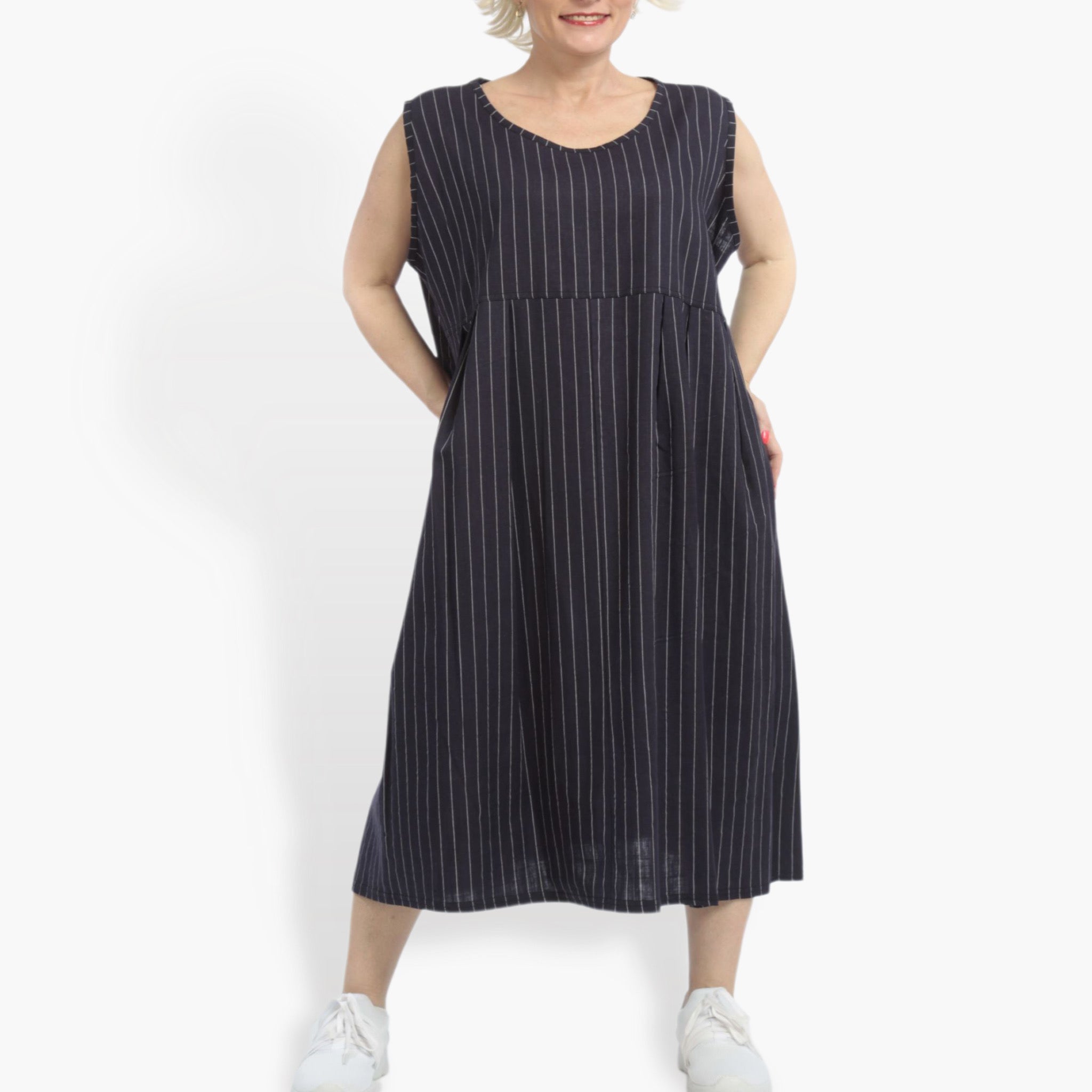  A-Form Tunika von AKH Fashion aus Viskose, 0868.06793, Marine-Weiß, Streifen, Schick
