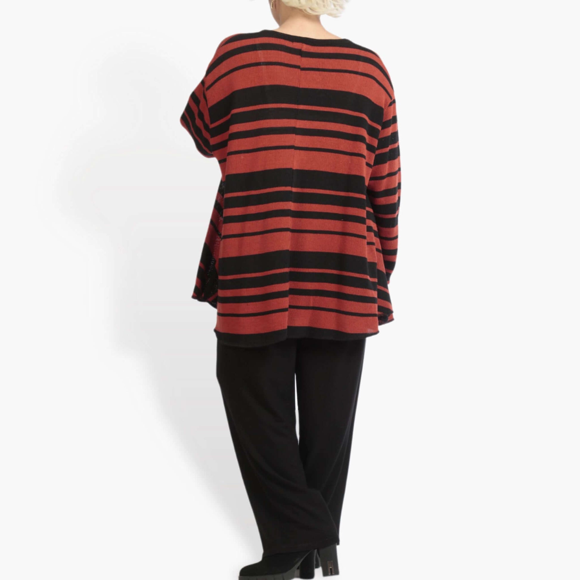  Pullover von AKH Fashion aus Baumwolle in Glocken-Form, 0878.01892, Schwarz-Rot, Schick