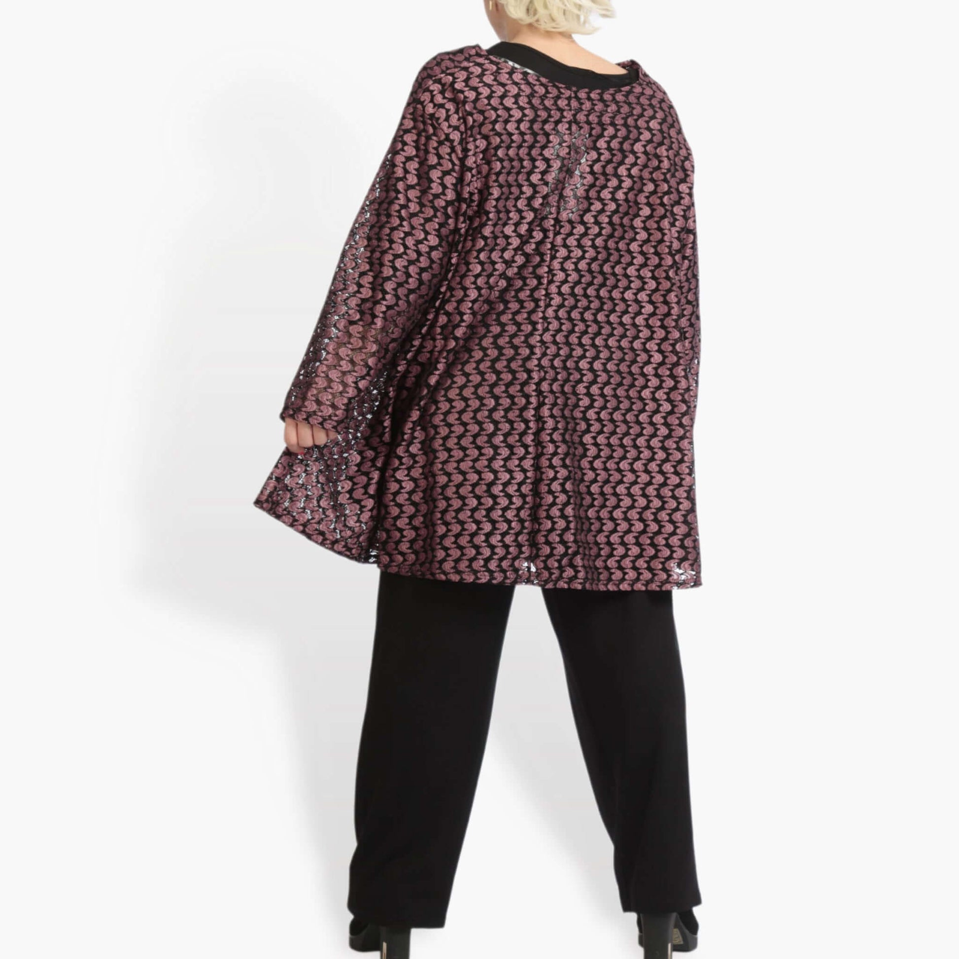  AKH Fashion Shirt in Glocken-Form, aus Viskose, 0879.06653, Schwarz-Aubergine, Schick