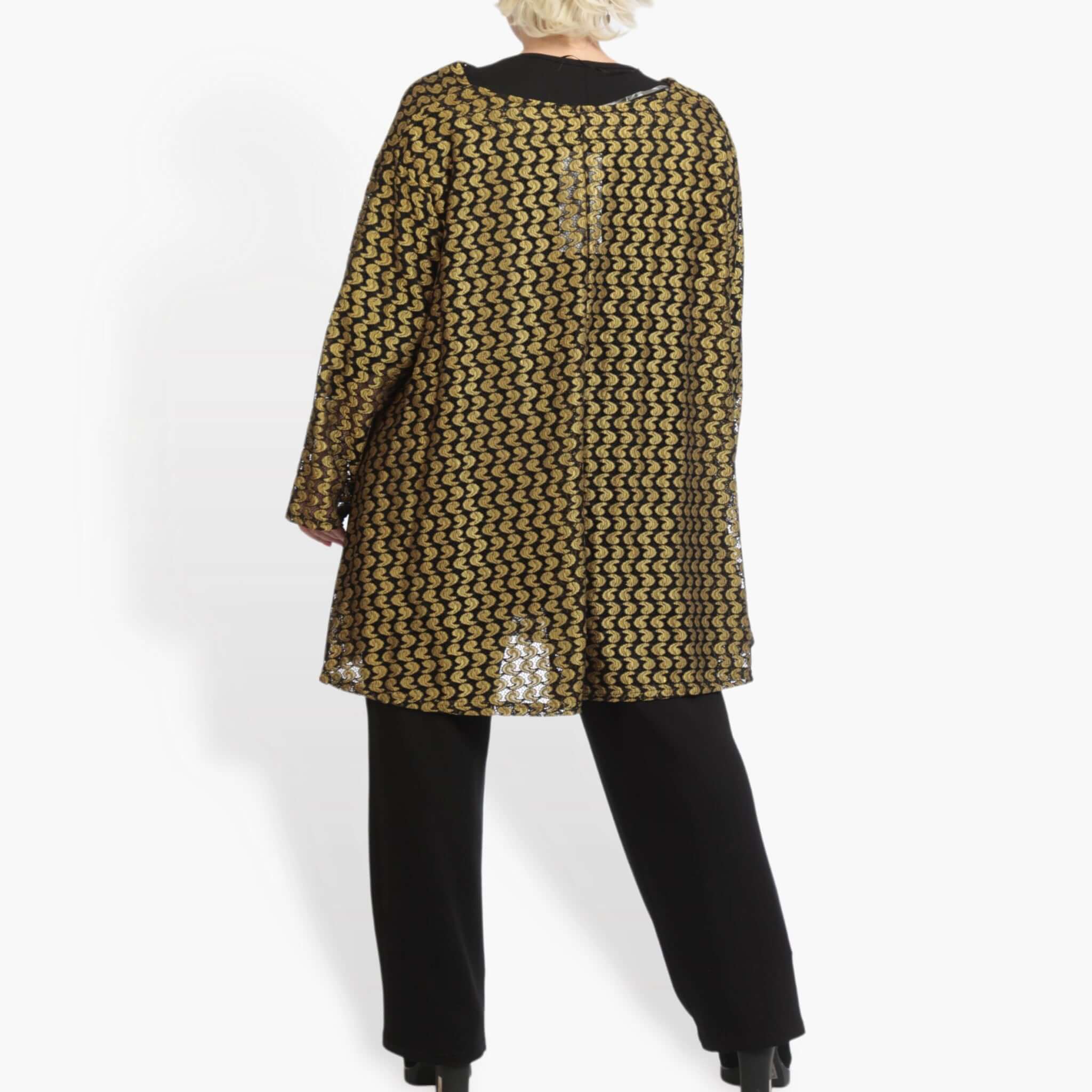  AKH Fashion Shirt in Glocken-Form, aus Viskose, 0879.06653, Schwarz-Gelb, Schick, Modern