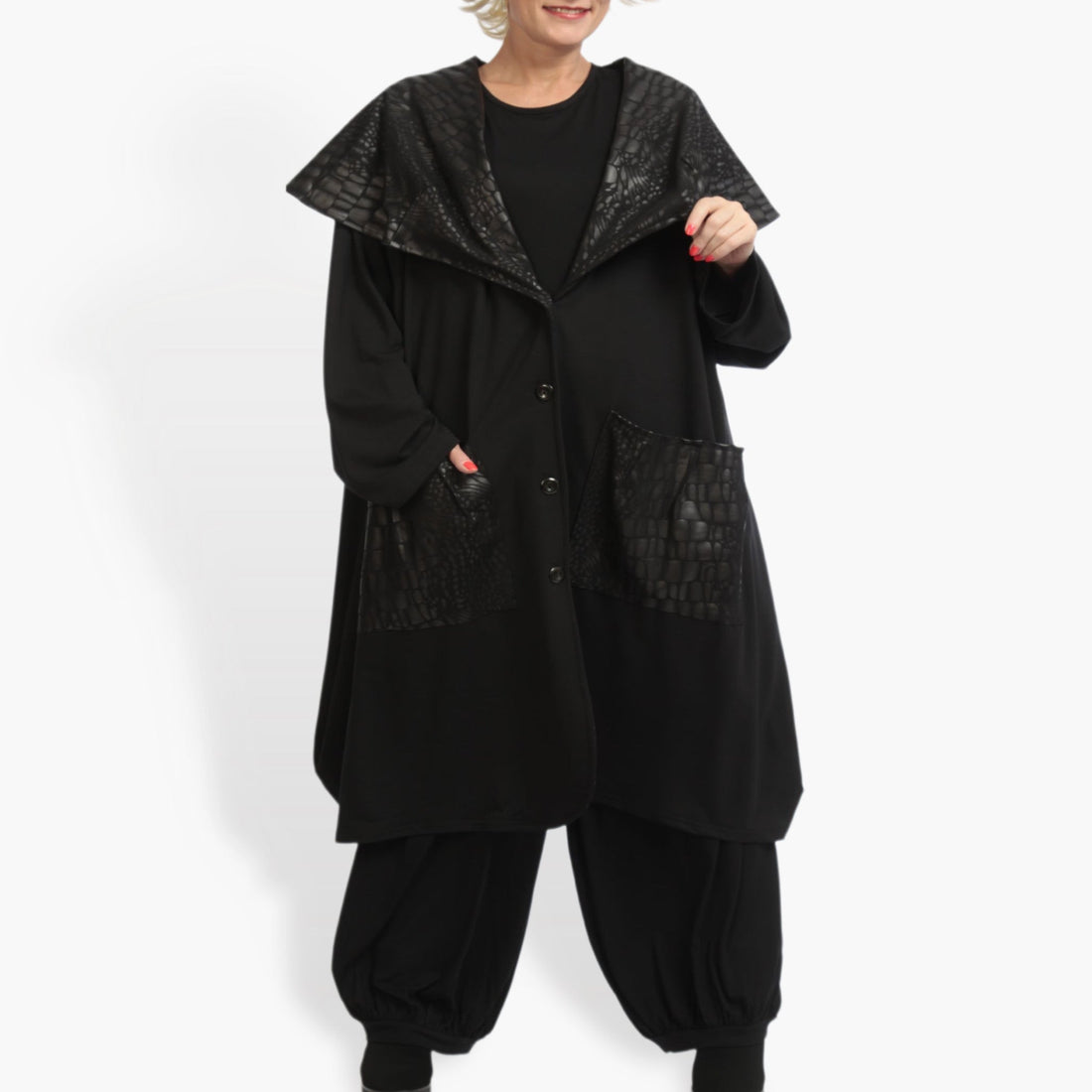  Ballonjacke von AKH Fashion aus Viskose, 0928.06749, Schwarz, Reptil, Ausgefallen, Modern