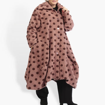  Ballonmantel in elegantem Altrosa mit Punkten, Oversize-Schnitt und praktischen Taschen für Plus Size