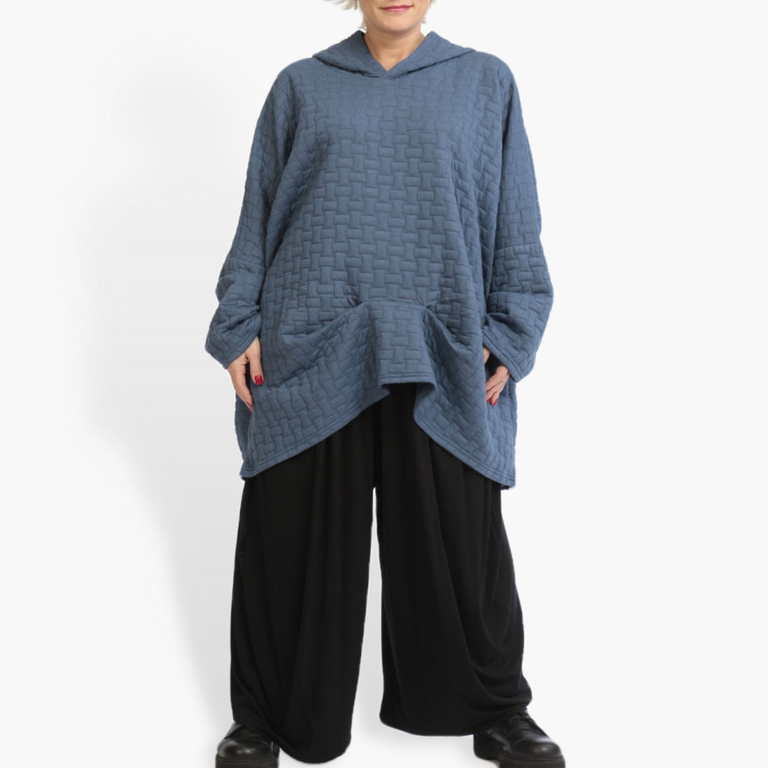  Bigshirt von AKH Fashion aus Materialmix in kastiger Form, 0938.06544, Blau, Schick, Modern