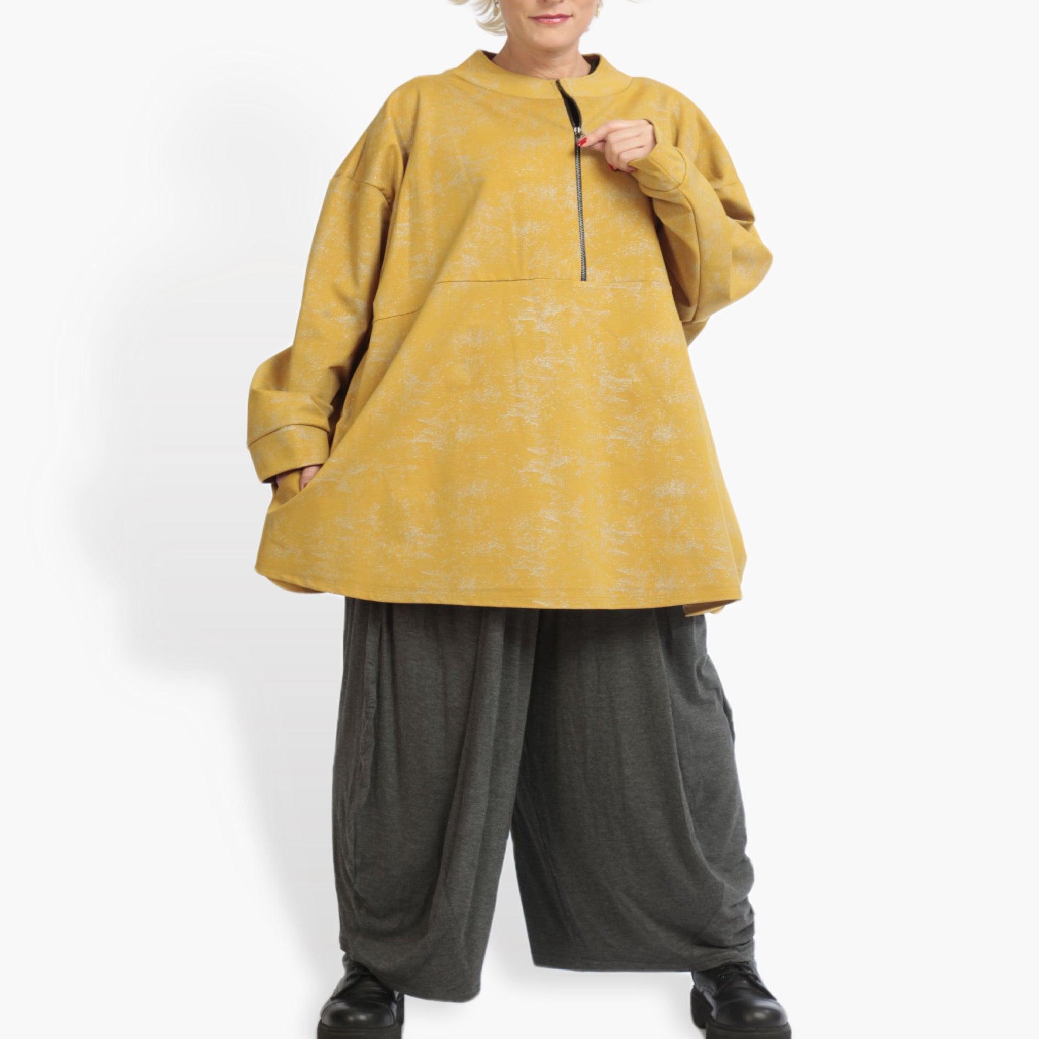  AKH Fashion Bigshirt in kastiger Form, aus Viskose, 0942.06821, Senf, Schick, Modern, Bequem