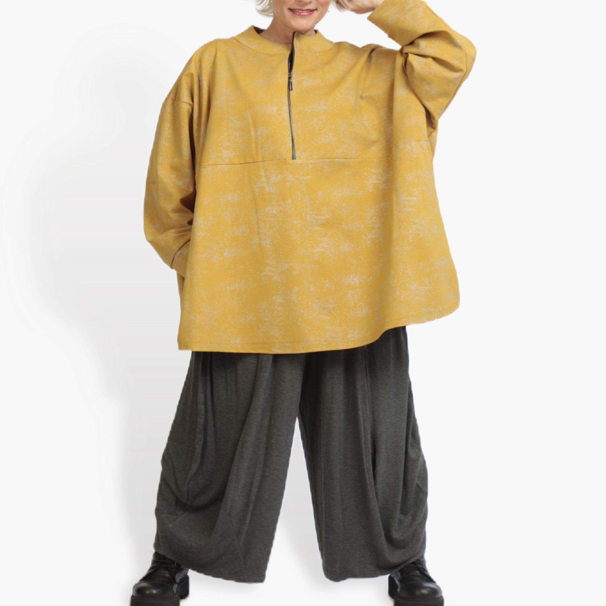  AKH Fashion Bigshirt in kastiger Form, aus Viskose, 0942.06821, Senf, Schick, Modern, Bequem