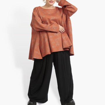  Stylisches A-Form Shirt aus Romanit Jersey in warmem Terracotta für trendigen Lagenlook