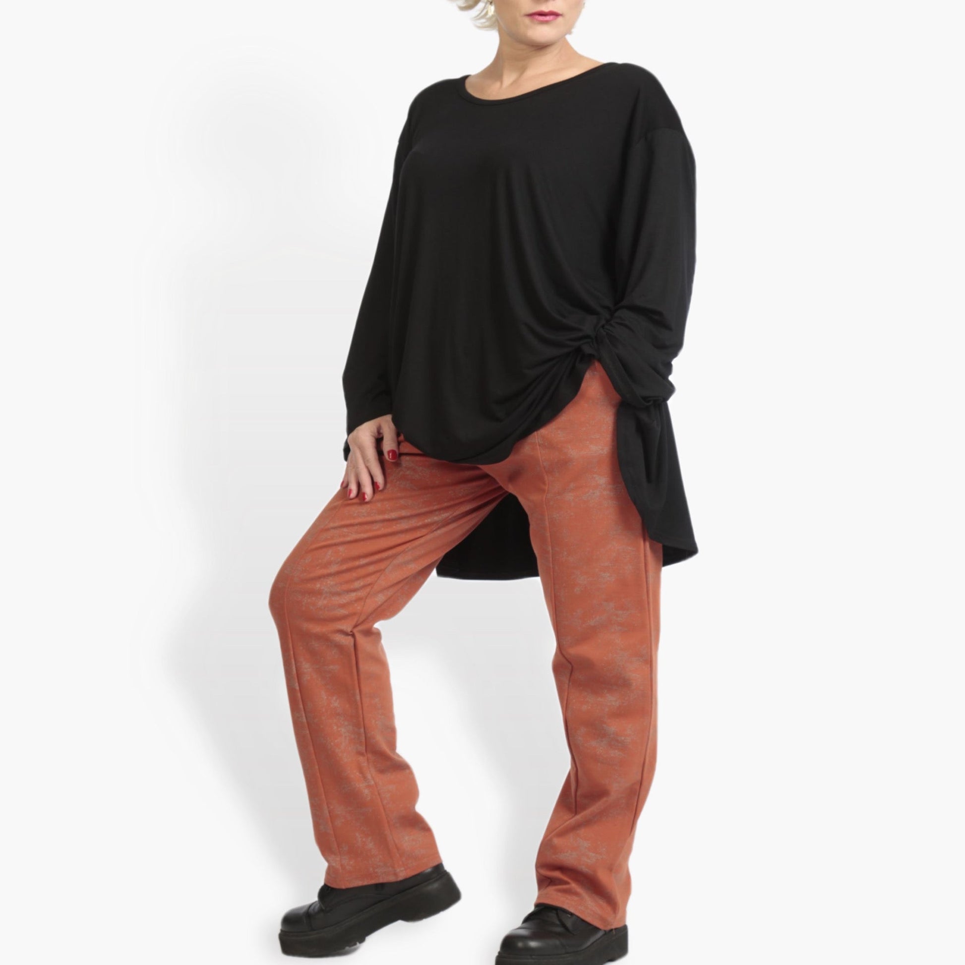  Hose von AKH Fashion aus Viskose, 0958.02608, Terracotta, Unifarben, Ausgefallen, Modern