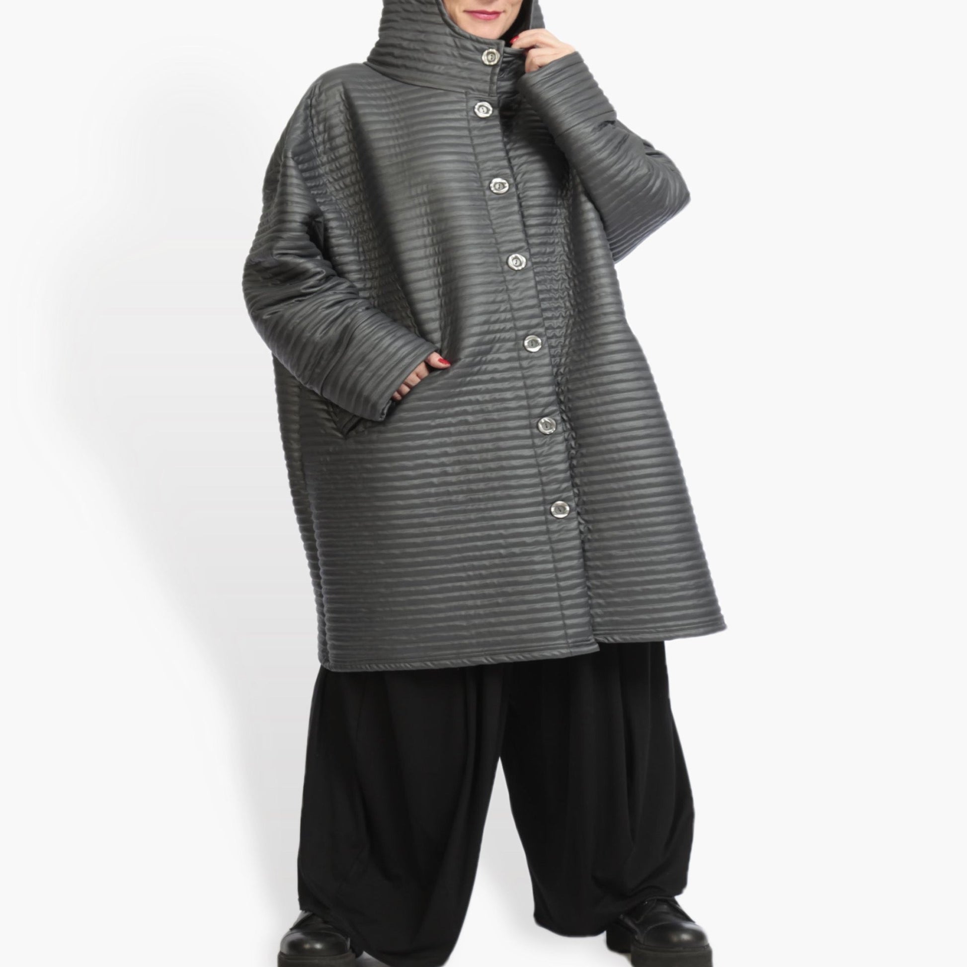  Jacke von AKH Fashion aus Polyester in gerader Form, 0959.06825, Schwarz, Schick, Modern